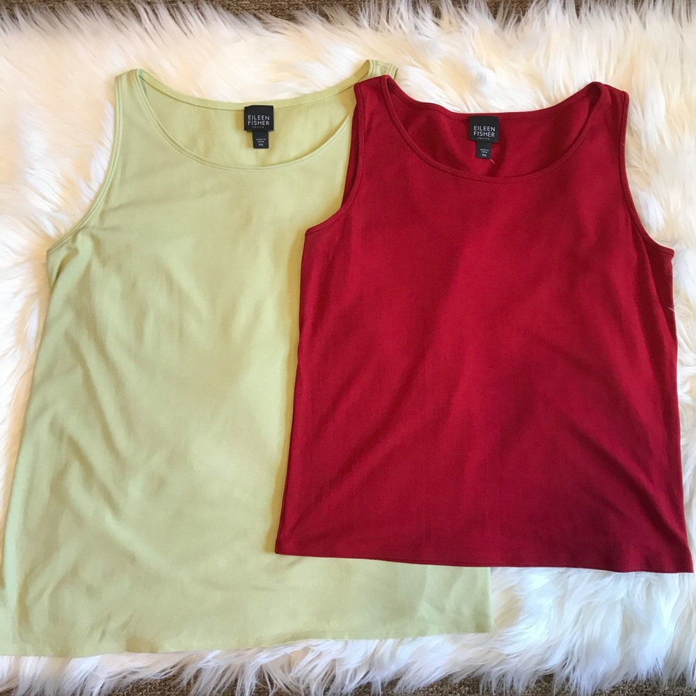 Lot of 2 Eileen Fisher 100% Silk Tanks